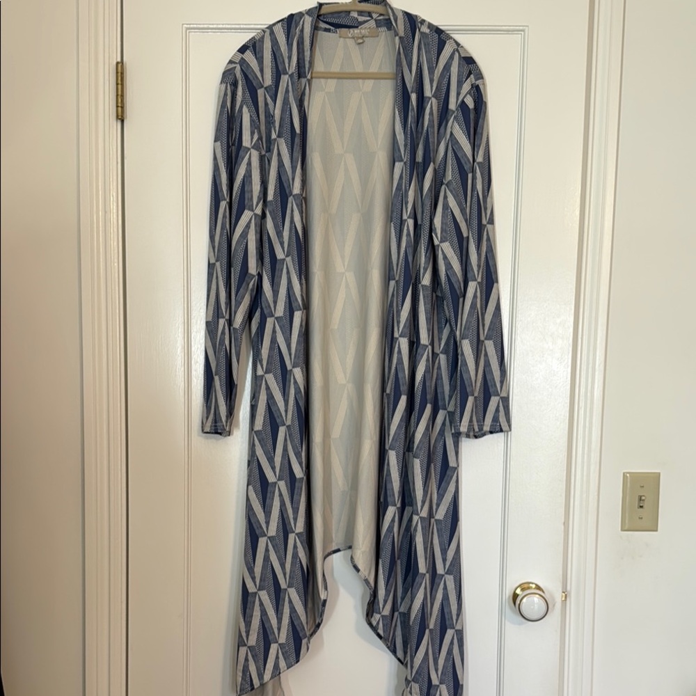 EUC Manaola Blue and White He’olu Cardigan/Duster 2XL